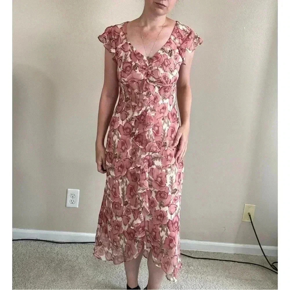 Vintage Floral Ruffle Dress